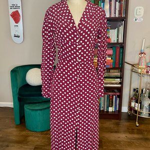 Rouje Paris Polka Dot Maroon Dress S XS 34